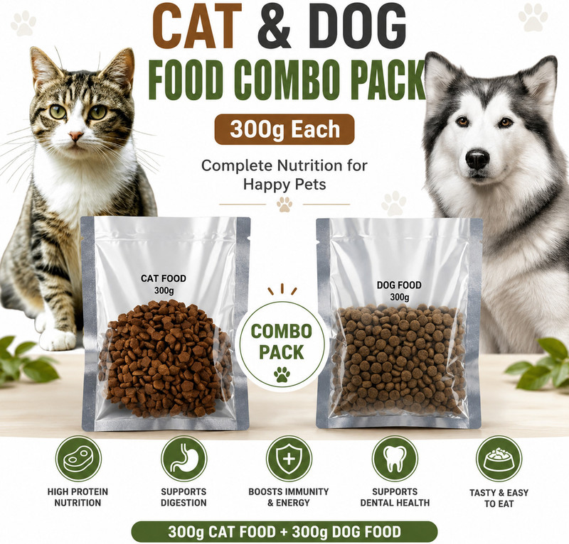 Bhyvaa B-Hyvää Dog & Cat Food Combo Pack Healthy Nutrition Meal Cheese, Chicken, Egg, Fish, Liver Chunks, Liver, Meat, Mutton, Sea Food, Tuna 0.6 kg (2x0.3 kg) Dry All Life Stages Dog & Cat Food