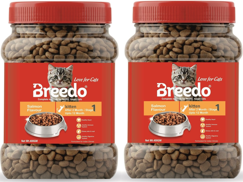 Breedo (Pack of 2)Ocean Fish Flavour Kitten Dry Cat Food-400gm+400gm Tuna 0.8 kg (2x0.4 kg) Dry Young Cat Food