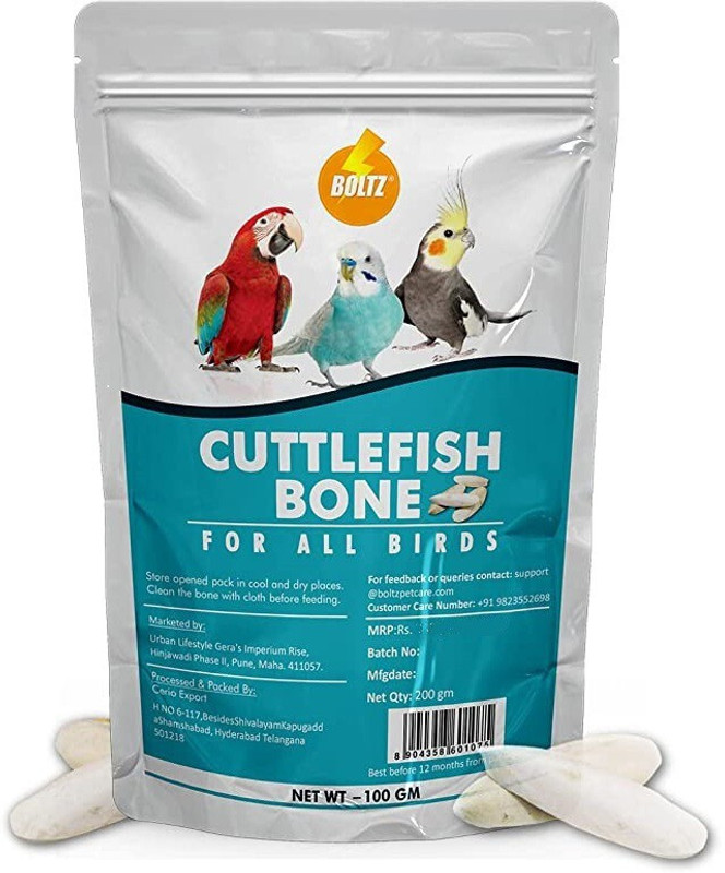 BOLTZ Cuttlefish Bone for Birds, High Calcium Fish 0.1 kg Dry Adult Bird Food
