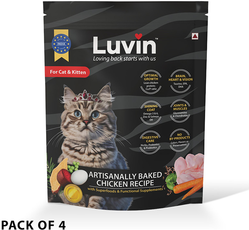 luvin Luvin Artisanally Baked Premium Dry Cat Food Pack of 8 Chicken 6 kg (4x1.5 kg) Dry Adult, Young, Senior Cat Food