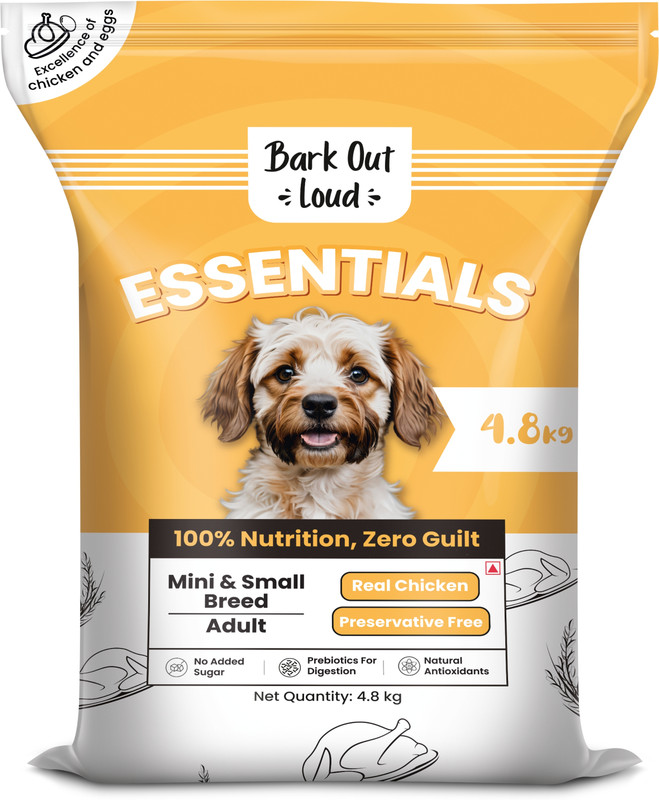 BARK OUT LOUD Essentials Mini and Small Breed Dog Food Chicken, Egg 4.8 kg Dry Adult Dog Food