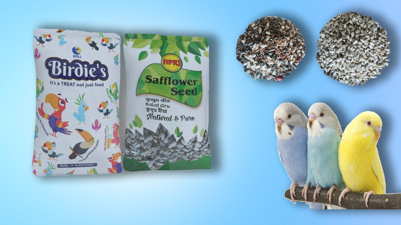 Birdie's Small Bird Mix Seed for Lovebird, Budgies & Finch with Safflower (Kusum Dana) 2 kg (2x1 kg) Dry Adult, New Born, Young Bird Food