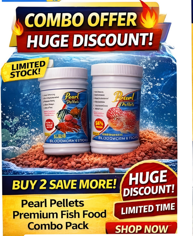 pearl pellets Pearl Pellets Combo Pack | Bloodworm Sticks + Flowerhorn Pellets Fish 0.2 kg (2x0.1 kg) Dry All Life Stages Fish Food