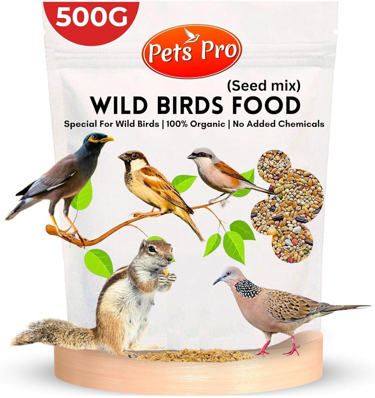 Pets pro Wild Birds Food 500gm, Sparrow, Maina, Parakeet, Finch, Pigeons | Natural Food Nuts 0.5 kg Dry All Life Stages Bird Food