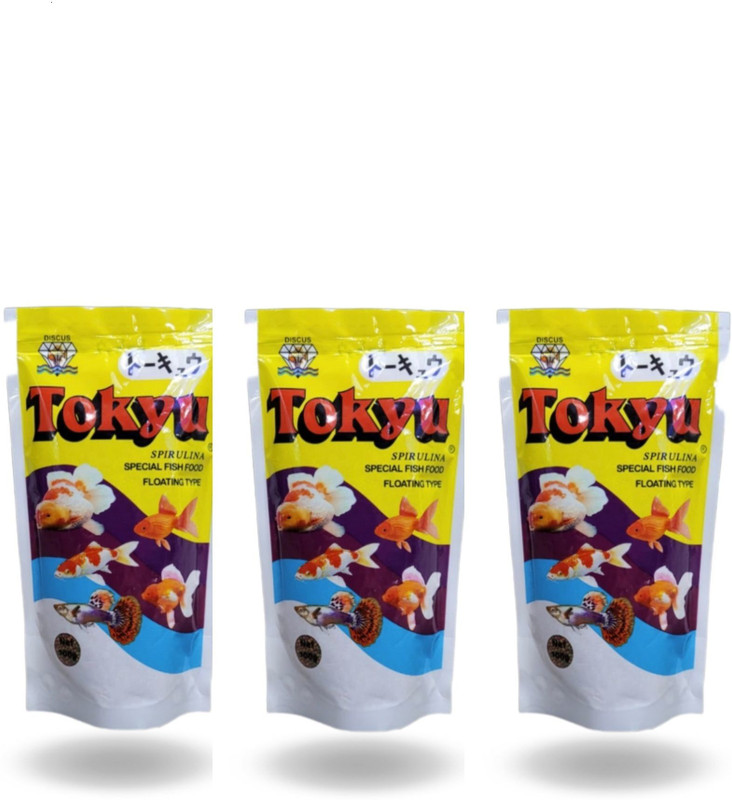 HOOGHLY AQURIUM Tokyu Spirulina Floating Special Fish Food 0.3 kg (3x0.1 kg) Dry All Life Stages Fish Food