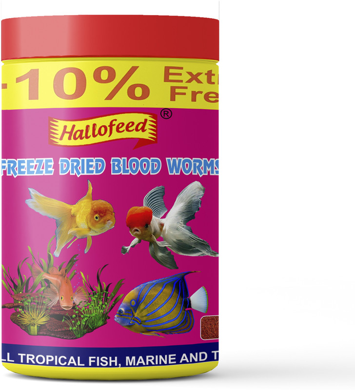 Hallofeed Blood worms 10gm Fish 0.01 kg Dry Adult, Young, Senior Fish Food