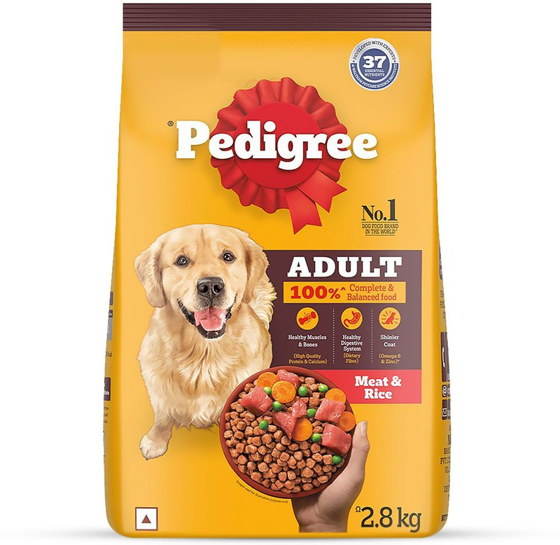 PEDIGREE Meat & Rice Adult Dry Dog Food - 2.8 kg Meat 2.8 kg Dry Adult Dog Food