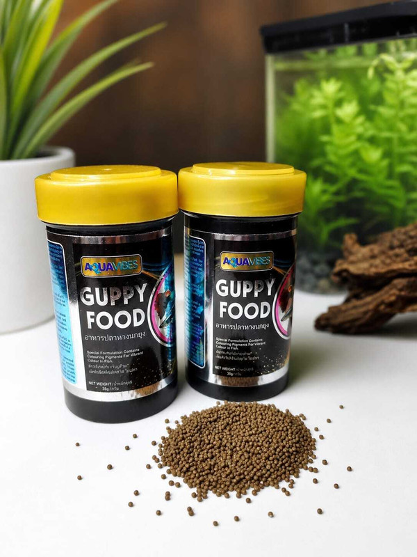 aquavibes Premium Guppy Special pack of 2 Egg, Chicken, Bison 0.07 kg (2x0.04 kg) Dry Adult, New Born, Young Fish Food
