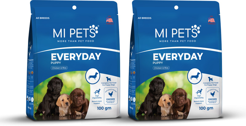 MI PETS 100% NUTRITION CHICKEN, PUPPY DOG FOOD 100 GM WITH 100 GM FREE TOTAL -200 GM Chicken 0.2 kg (2x0.1 kg) Dry New Born Puppy Food