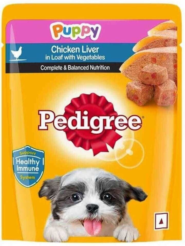 PEDIGREE 1 kg Chicken Biscuit Adult Wet Dog Food, Chicken & Liver Chunks in Gravy Chicken, Liver 1 kg (2x0.5 kg) Dry New Born, Young Dog Food