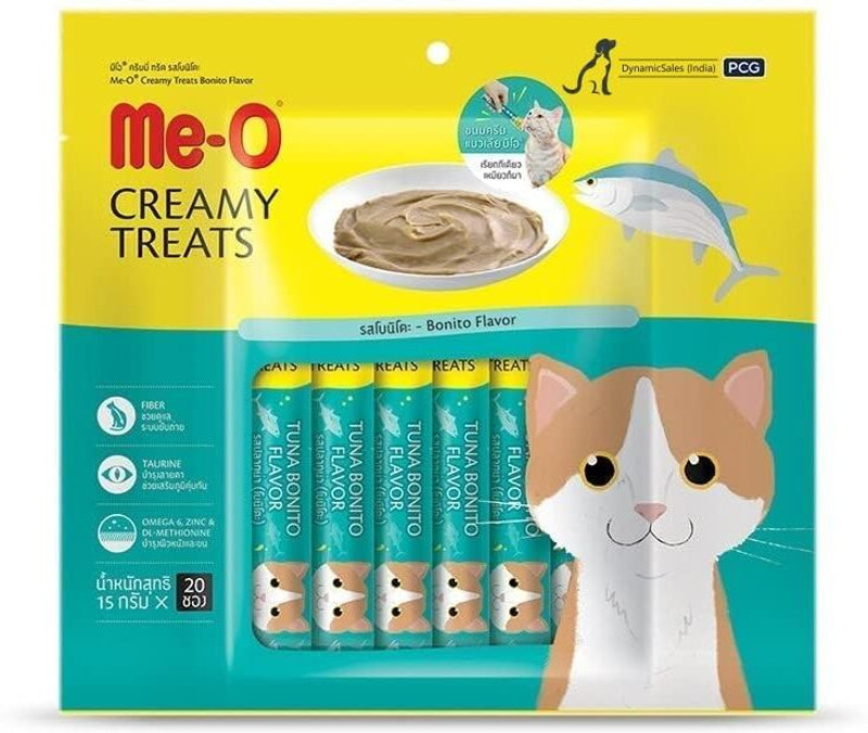 Me-O Me-0 All Life Stages Creamy Treats for Cats, 300g (Flavour: Tuna & Bonito) Tuna, Fish 0.3 kg Wet New Born Cat Food