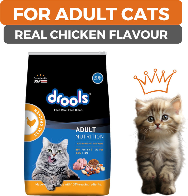 Drools Adult Real Chicken 60gm*20=1.2kg Chicken 1.2 kg (20x0.06 kg) Dry Adult Cat Food