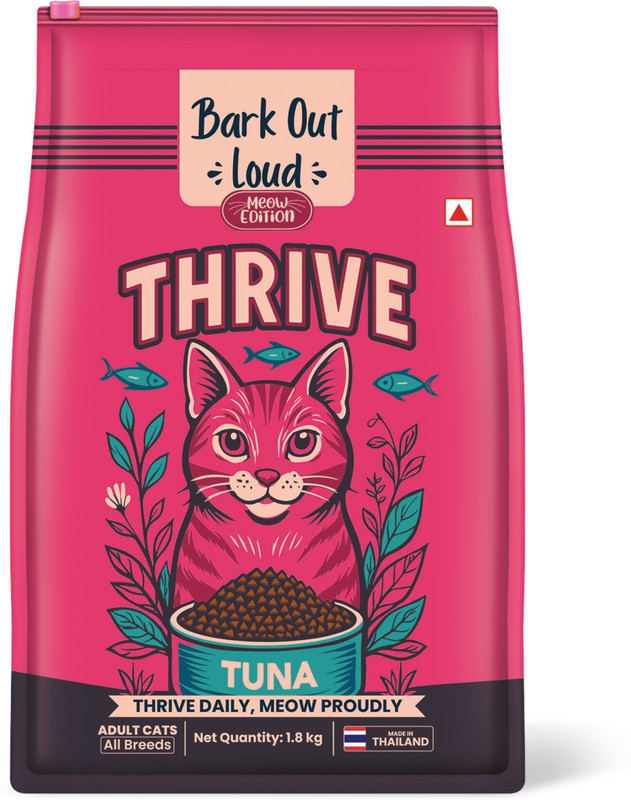 BARK OUT LOUD Thrive Real Tuna Fish Dry Cat Food | Antioxidants, Omega, Multivitamins Tuna 1.8 kg Dry Adult Cat Food
