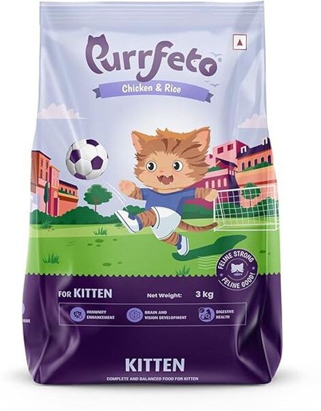 Purrfeto Kitten Dry Cat Food | Chicken & Rice 3 kg Dry All Life Stages Cat Food