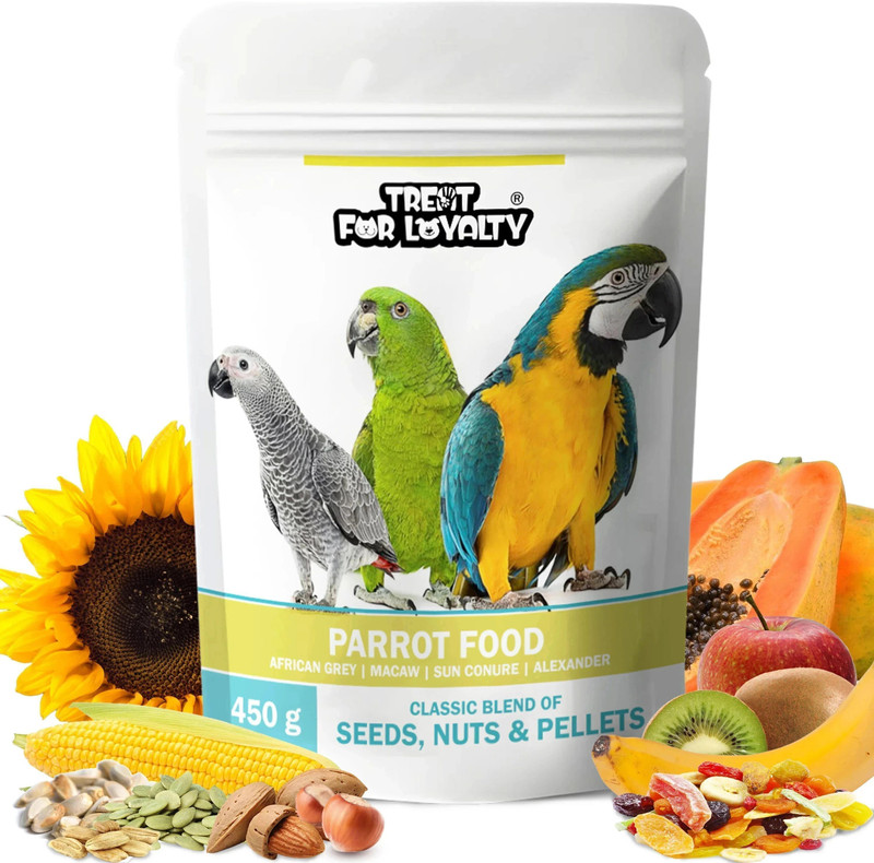 TREAT FOR LOYALTY Parrot Food for All Life Stages African Grey Parrot,Sun Conure,Macaw,Lovebird Nuts 1 kg Dry Adult, Young Bird Food