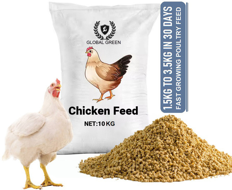 GLOBAL GREEN Fast Growing Poultry Feed 10kg bag for poultry, 1.5-3.5kg in just 30 days 10 kg Dry Adult Bird Food