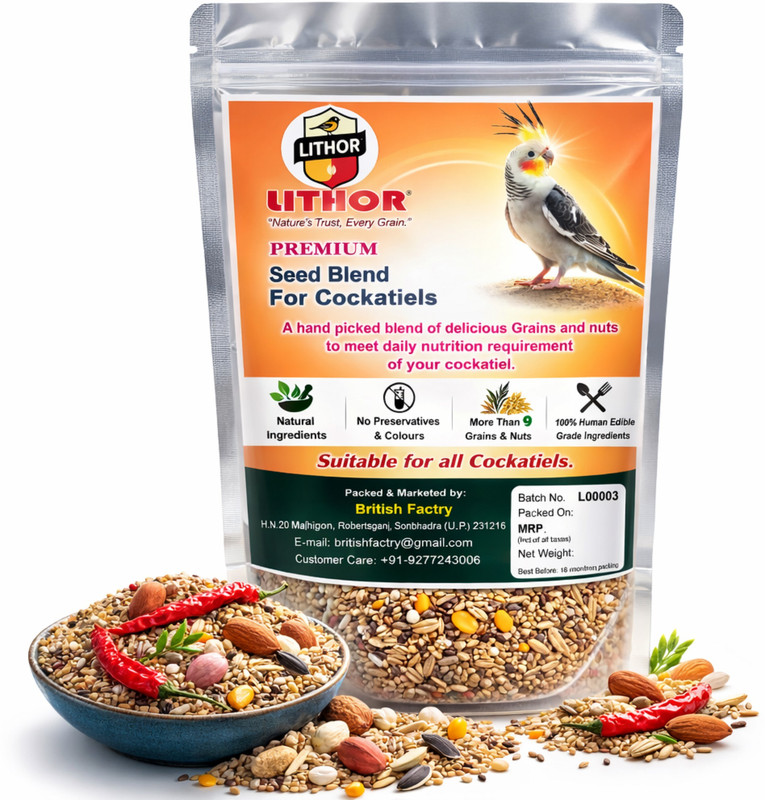 lithor Premium 9+ Millets,Grain & Nut Bird Food for cockatiel,s – 900 g 0.9 kg Dry Adult, Senior, Young Bird Food