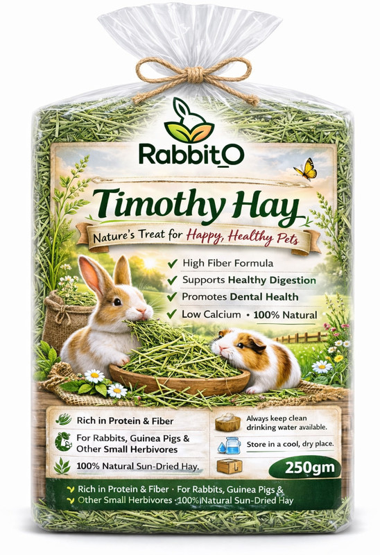 Rabbit_O Rabbit_O Timothy Hay(250gm ) for Rabbit, Guinea pig, Hamster | High-fiber hay | 0.25 kg Dry All Life Stages Rabbit Food