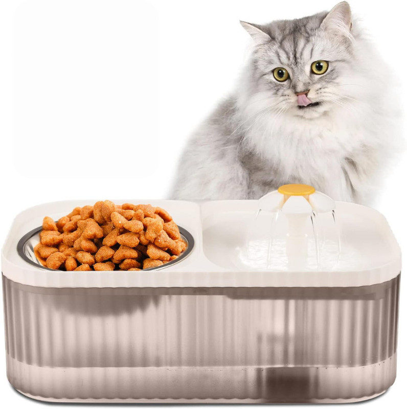 Pet Guard Pet Water Dispenser 100oz/3L with Stainless Steel Cat Bowls(Plastic)