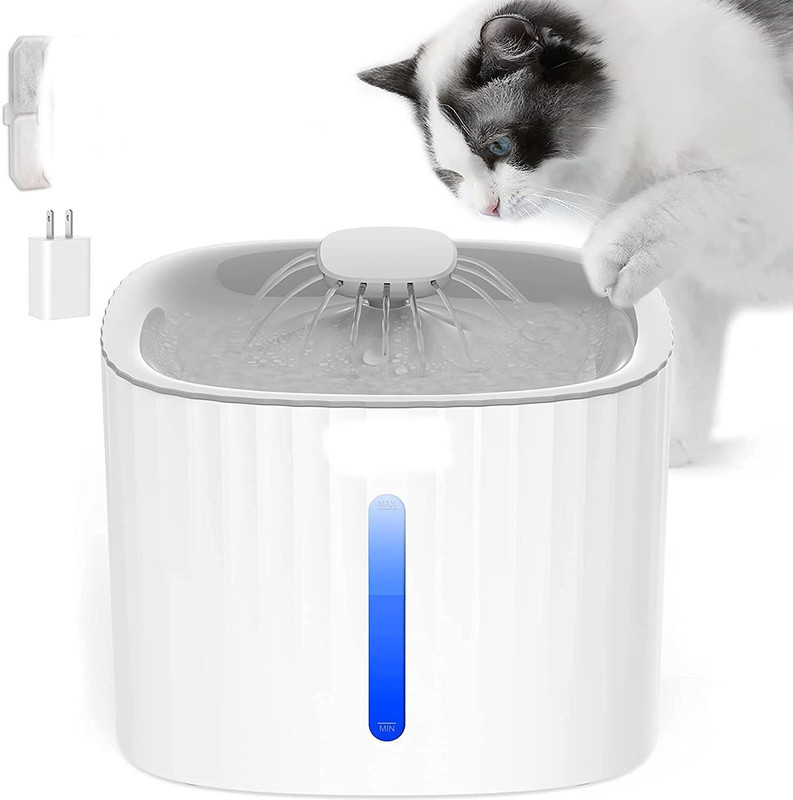NINGBO 2.5L Pet Water Fountain for Cats/Dog /Intelligent Pump with LED Indicator Alert.(Polypropylene)