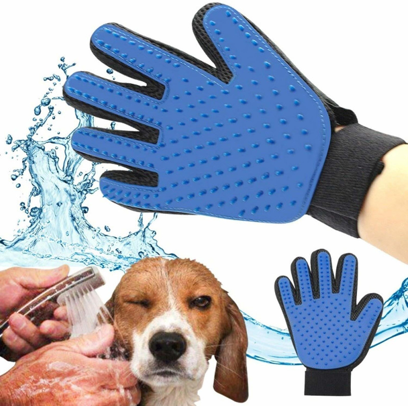 SURFNPICK Pet Hair Remover Comb Massager Glove Bathing Tool for Cats & Dogs Grooming Gloves for Dog(Blue, Fits All)