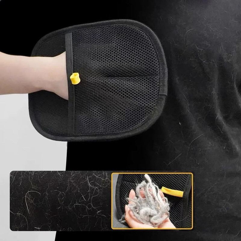 WoofyPlanet Electrostatic Pet Hair Removal Glove for Cats (Pack 1) Grooming Gloves for Dog & Cat(Black, Medium)