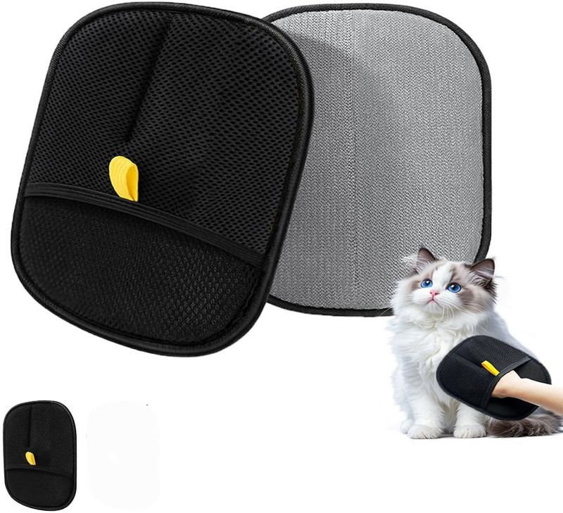 mPix Electrostatic Pet Hair Remover Gloves for Dogs Cats Couch Car Furniture Grooming Gloves for Dog & Cat(Black, Fits All)