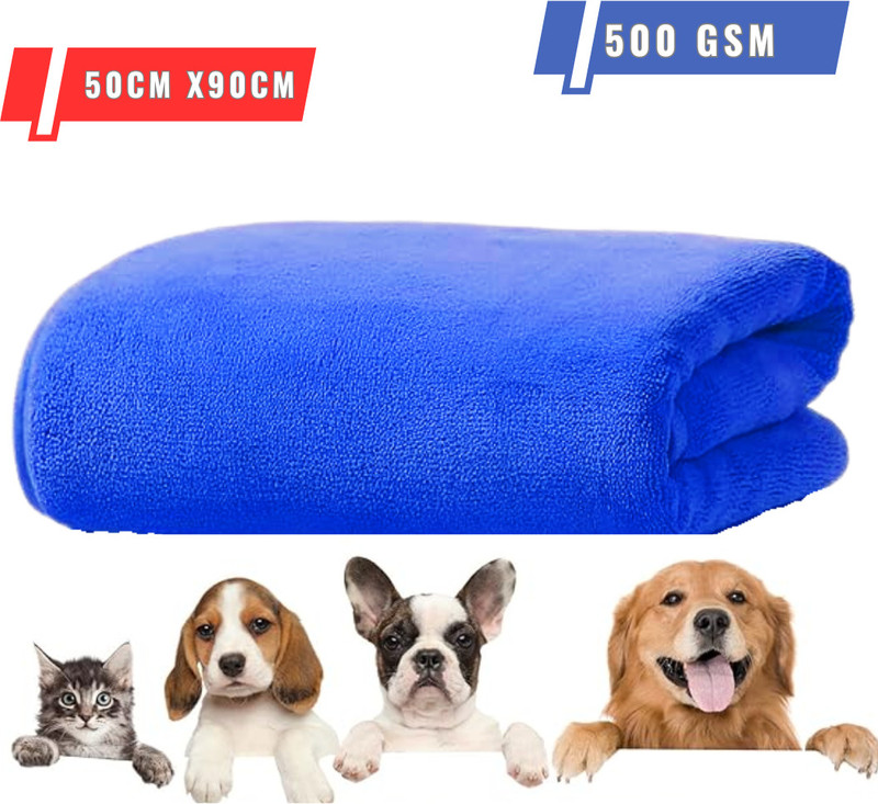 MICROSHINE Microfiber PET Towel Grooming Gloves for Dog & Cat(Blue, Large)