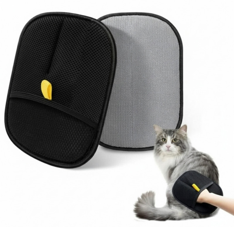 JHM Pet Hair Remover Gloves Grooming Gloves for Cat, Dog, Dog & Cat, Horse, Rabbit(Black, Medium)