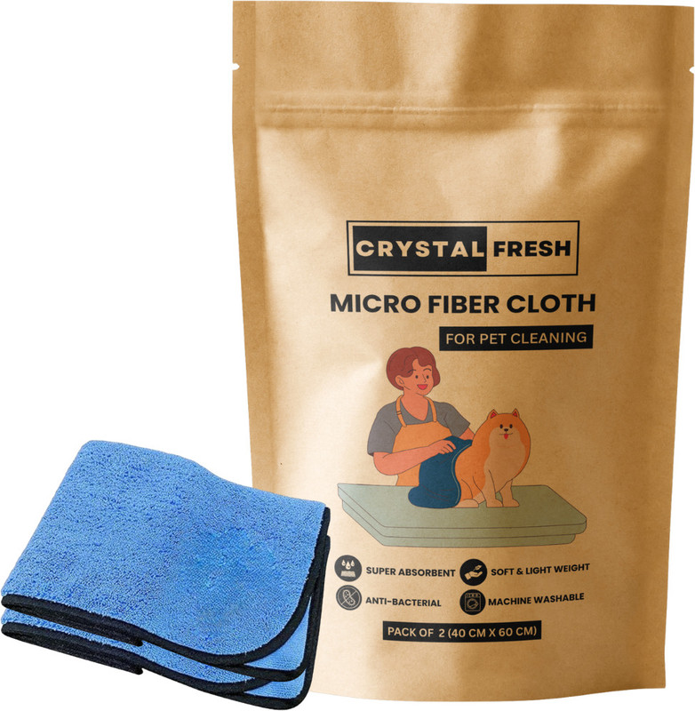 CRYSTALFRESH Microfiber Pet Cleaning Towel Grooming Gloves for Dog & Cat(Blue, Medium)