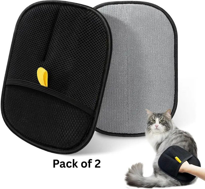 AORDEY Pet Hair Removal Gloves for Pet Hair, Dog and Cat Hair Remover Grooming Gloves for Dog, Cat(Black, Large)