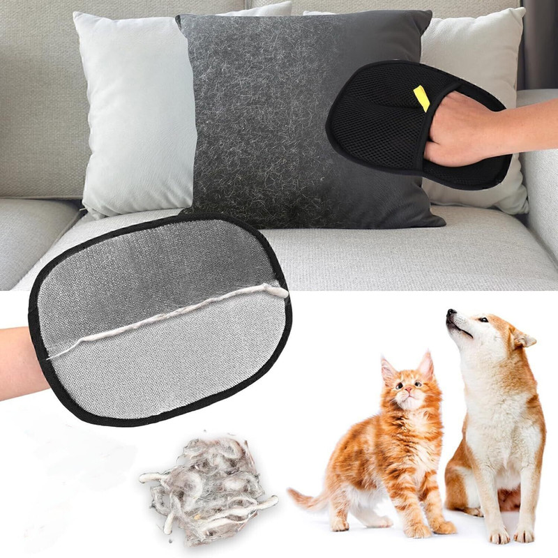 XIZOEN Pet Static Electricity Hair Removal Glove Multipurpose Dog Cat Grooming Tool Grooming Gloves for Dog & Cat(Black, Medium)