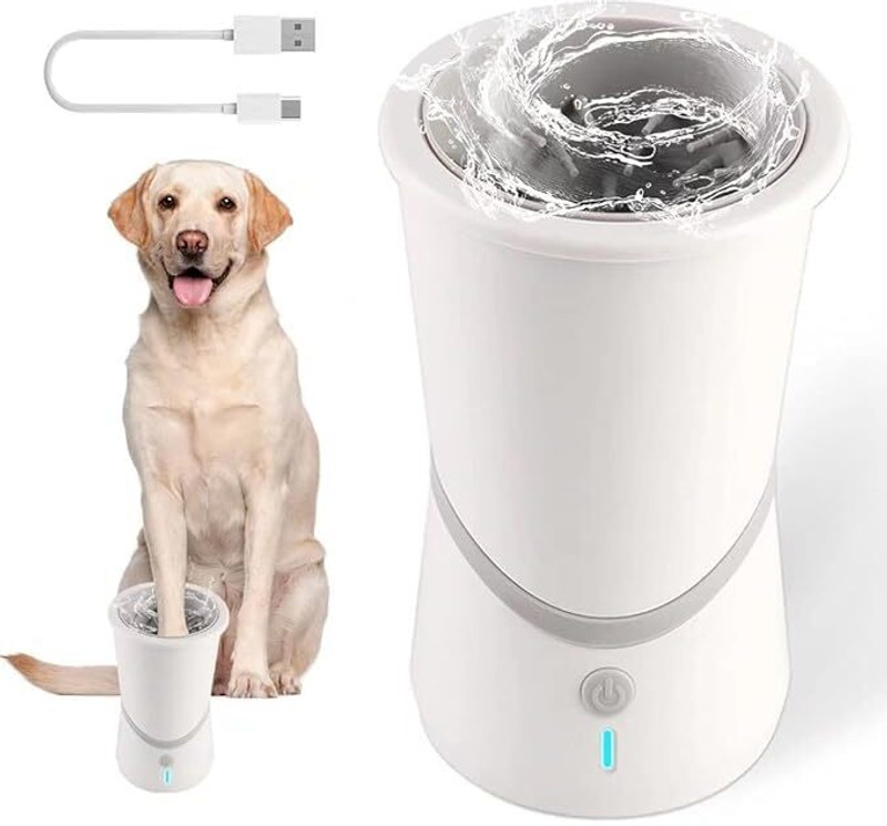 BlingPets USB Rechargeable Electric Foot Washer Cup Grooming Gloves for Dog, Cat(White, Fits All)