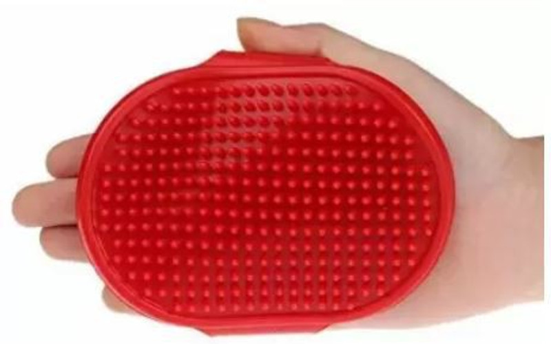 Karmarch Pet Shampoo Washing Soothing Massage Rubber Bristles Hand Brush Comb Grooming Gloves for Rabbit, Cow, Dog(Red, Fits All)