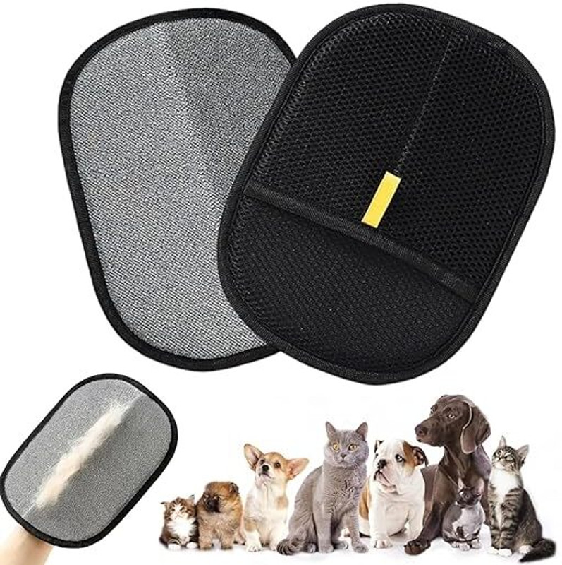 BSValueMart Pet Hair Removal Glove Polyester | Dog Cat Grooming | Pack 1 Grooming Gloves for Dog & Cat(Multicolor, Small)