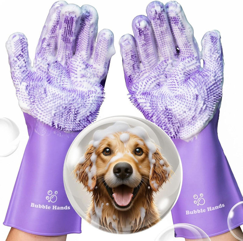 kickAt Dog Washing Reusable Silicone Gloves Ideal for Pet Bathing, Scrubbers & Grooming Grooming Gloves for Dog & Cat(Multicolor, Fits All)