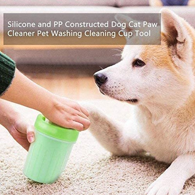 S.Blaze Paw Washer Cup, 2 In 1 Portable Silicone Pet Cleaning Brush Feet Cleaner Grooming Gloves for Dog & Cat(Green, Medium)