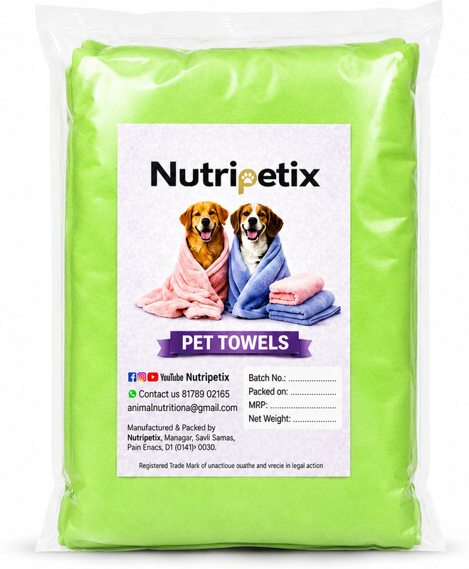 Nutripetix Nutripetix Pet Towel Grooming Gloves for Dog & Cat(Green, Large)