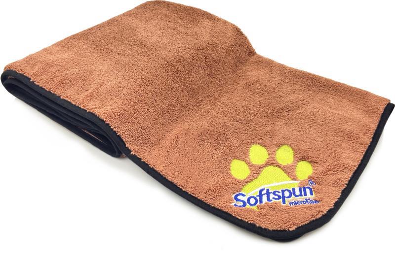 SOFTSPUN Microfiber Pet Towel 40x60cms 1pcs 380gsm Brown Dog, Dog Blanket(Microfiber)