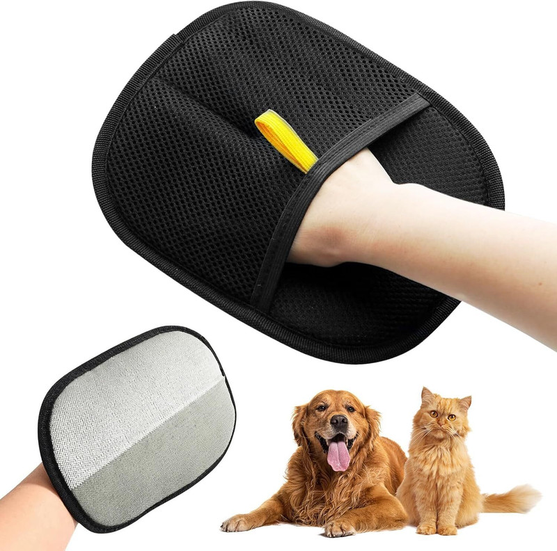 Velmi Pet Hair Remover Gloves Electrostatic Tool for Dog Cat Hair Clothes Sofa Grooming Gloves for Dog & Cat(Black, Fits All)