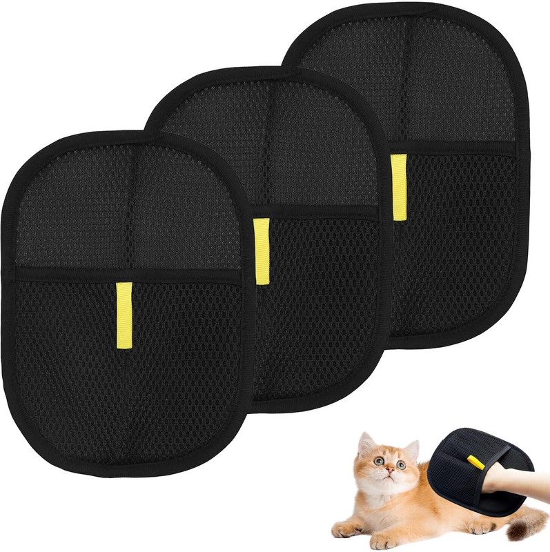 GADGET DEALS Pet Hair Removal Gloves,Dogs & Cat Hair Removal Gloves Grooming Gloves for Dog, Cat, Dog & Cat(Black, Fits All)