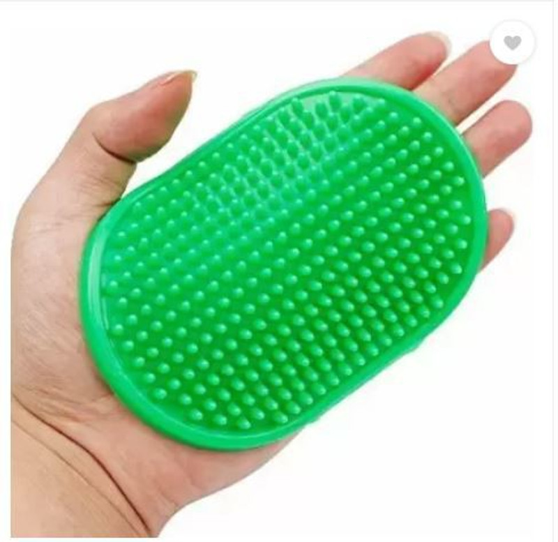 Velsun International Hair Pet Grooming Cleaning Brush Comb Rubber Grooming Grooming Gloves for Rabbit, Cow, Dog(Green, Fits All)