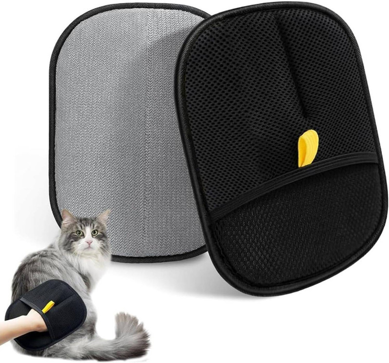 Heylark Reusable Cat & Dog Hair Remover Gloves for Couch, Furniture, Carpet, Curtain Grooming Gloves for Dog, Cat(Black, Grey, Fits All)
