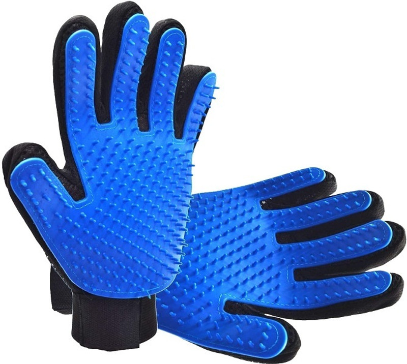 Shirlip E55 Grooming Gloves for Dog & Cat(Blue, Medium)