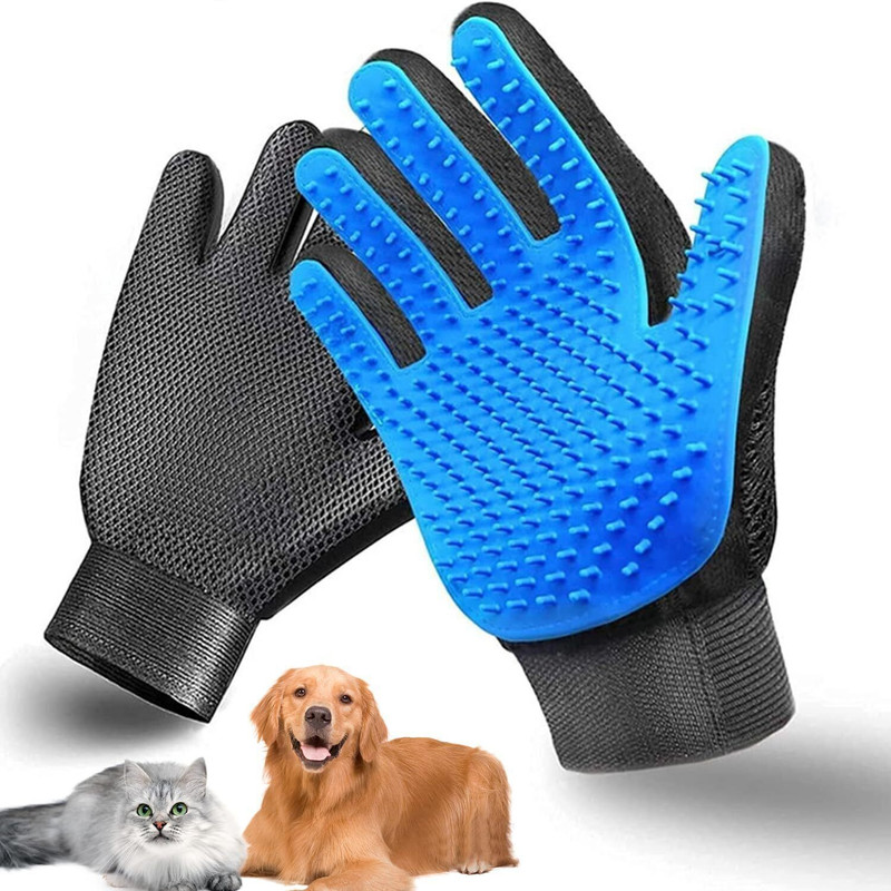 wagmart Pet Grooming Glove for Dogs & Cats – Hair Removal & Massage Gloves Grooming Gloves for Dog, Cat(Multicolor, Fits All)