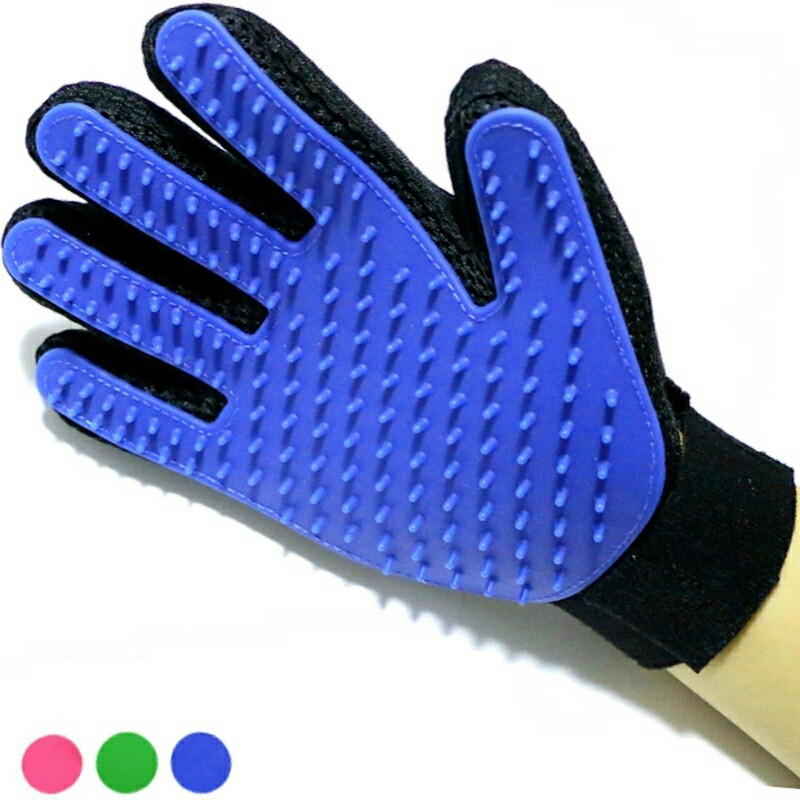 fashionhike Silicone Pet Grooming & Bath Glove for Dogs Hair Remover & Massage Brush Grooming Gloves for Dog(Blue, Medium)