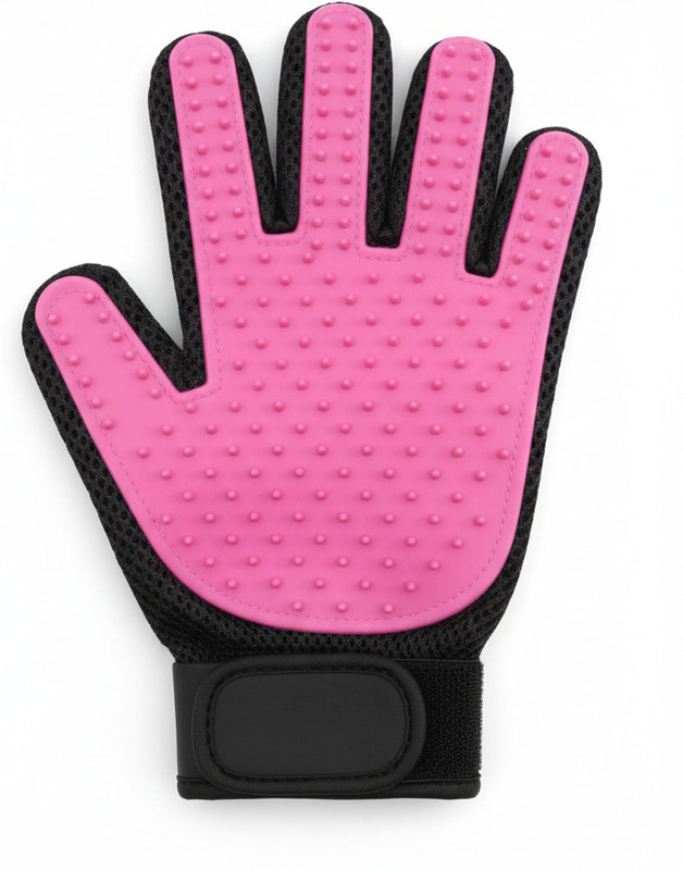 Mystic Paws Hair Remover 5 Finger Design Gentle Brush with All Type Grooming Gloves for Dog Grooming Gloves for Dog(Pink, Fits All)