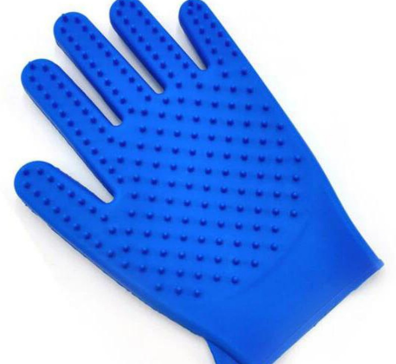 Pet Guard Pet Grooming Magic Gloves, Dog Cat Bathing Shampoo Brush, Grooming Gloves for Dog & Cat, Dog, Donkey(Blue, Medium)
