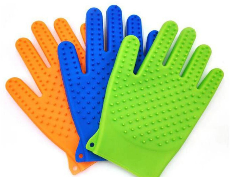 PSK PET MART Gentle Pet Hair Deshedding glove and Bath Tool Grooming Gloves for Dog, Cat(Multicolor, Large)