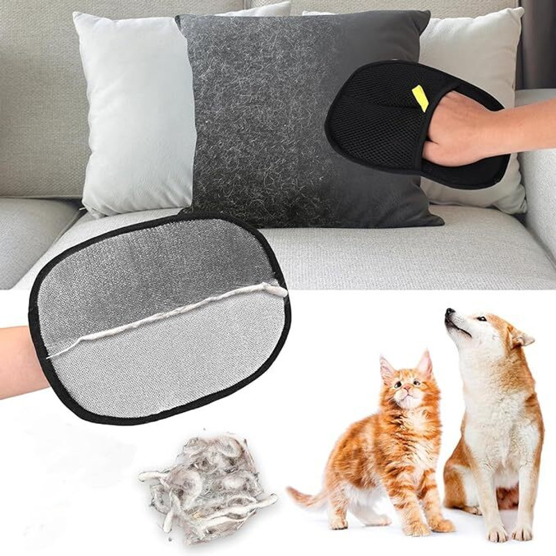 wynyc Grooming Gloves for Cat, Cow, Dog, Dog & Cat, Rabbit(Black, Medium)